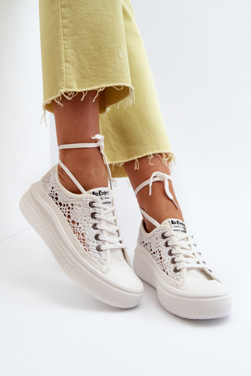 Women's Lace Sneakers Lee Cooper  White Women's Lace Sneakers Lee Cooper  White