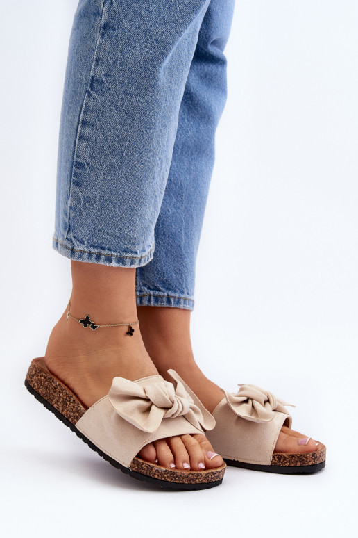Women's Flip-Flops With a Bow Beige... Women's Flip-Flops With a Bow Beige...
