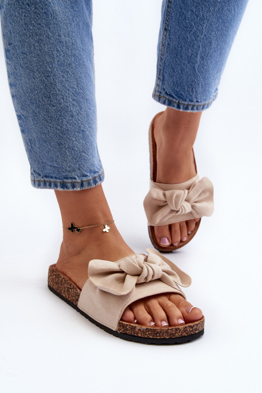 Women's Flip-Flops With a Bow Beige... Women's Flip-Flops With a Bow Beige...