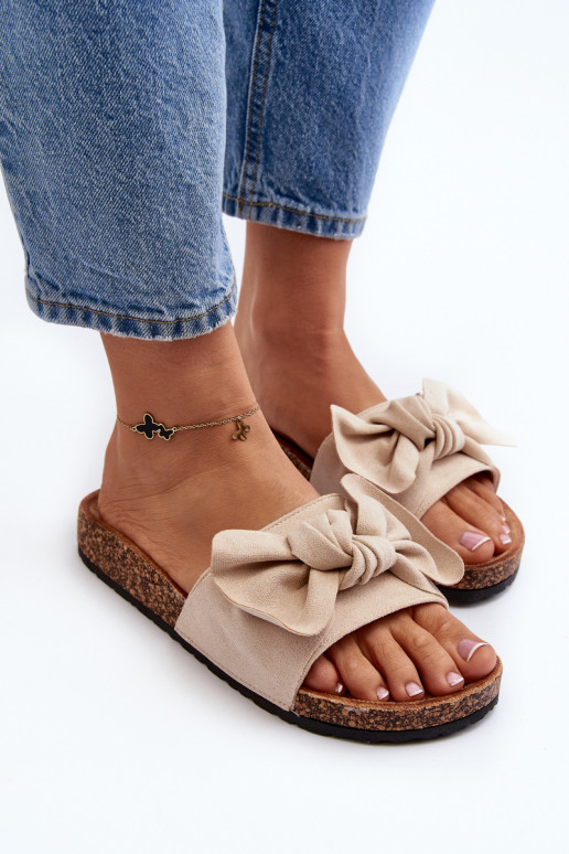 Women's Flip-Flops With a Bow Beige... Women's Flip-Flops With a Bow Beige...