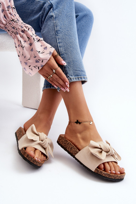 Women's Flip-Flops With a Bow Beige... Women's Flip-Flops With a Bow Beige...