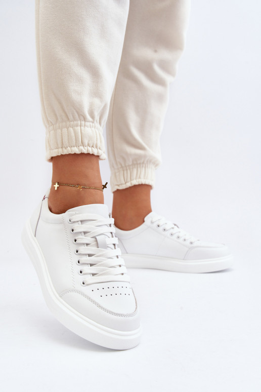copy of Damskie Sneakersy Skóra Naturalna Białe Dimpna