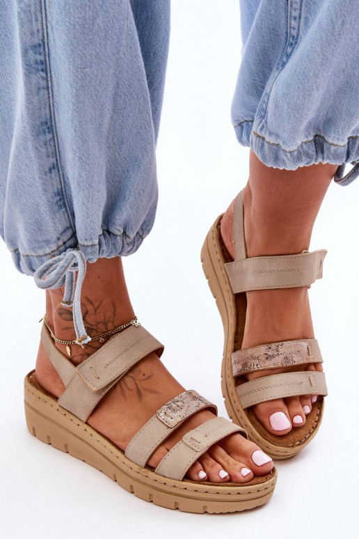 Women's Leather Sandals With Velcro... Women's Leather Sandals With Velcro...