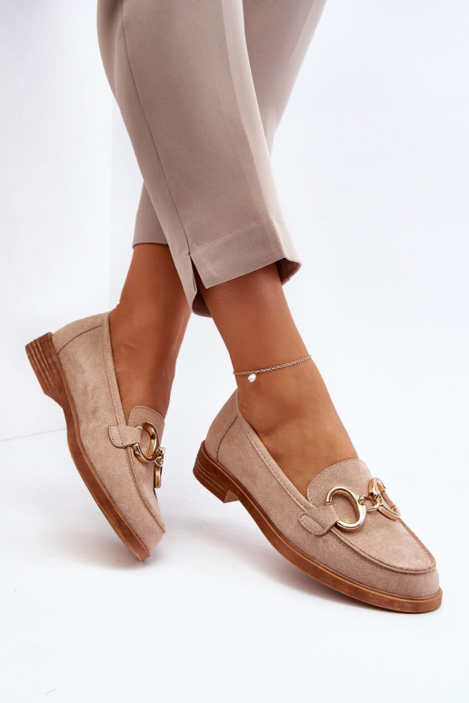 Women's Suede Moccasins with Beige... Women's Suede Moccasins with Beige...