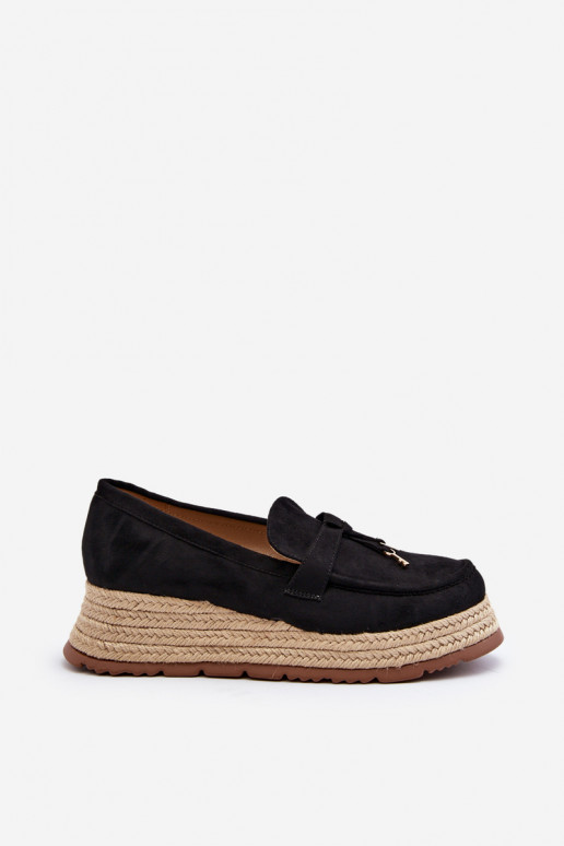 Women's Loafers with Woven Sole Black... Women's Loafers with Woven Sole Black...