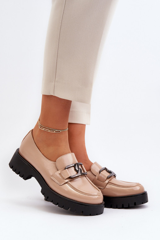 Beige Patent Women's Loafers Santtes Beige Patent Women's Loafers Santtes