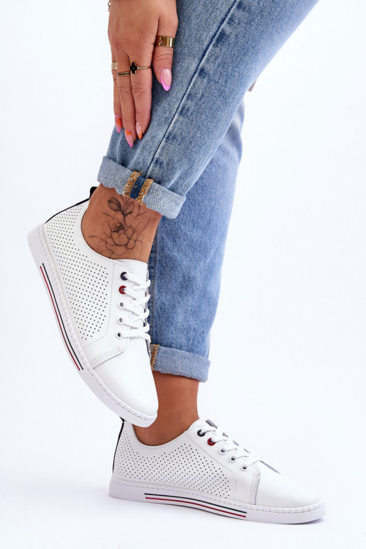 Women's White Leather Cutout Sneakers... Women's White Leather Cutout Sneakers...