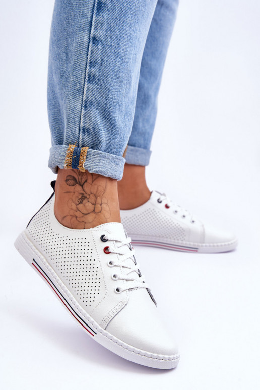 Women's White Leather Cutout Sneakers... Women's White Leather Cutout Sneakers...