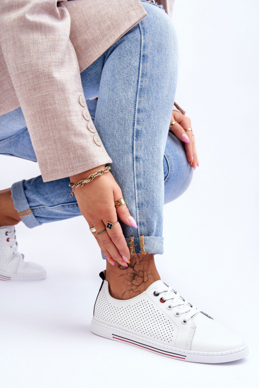 Women's White Leather Cutout Sneakers... Women's White Leather Cutout Sneakers...