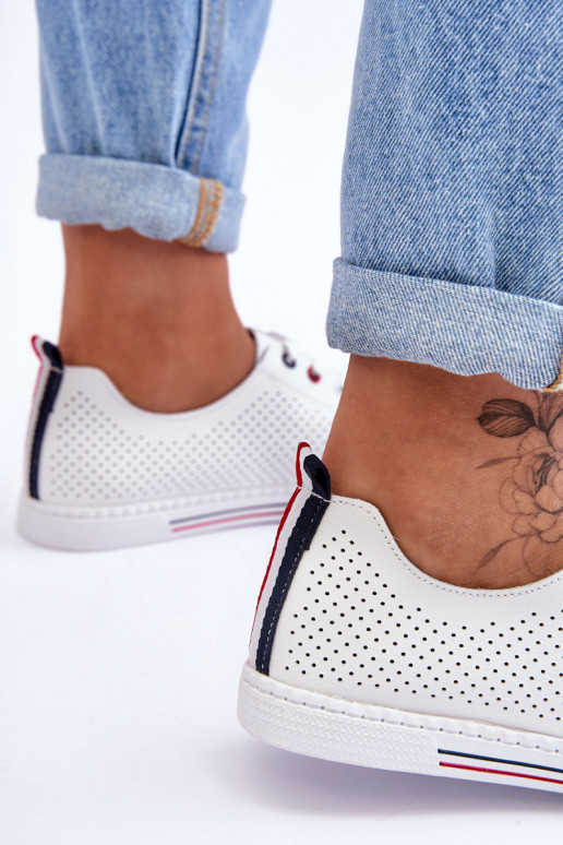 Women's White Leather Cutout Sneakers... Women's White Leather Cutout Sneakers...