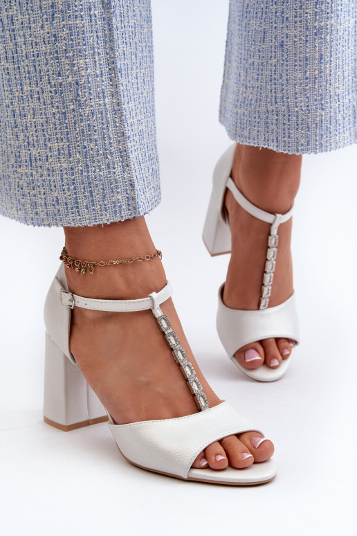 Suede High Heel Sandals with Silver...