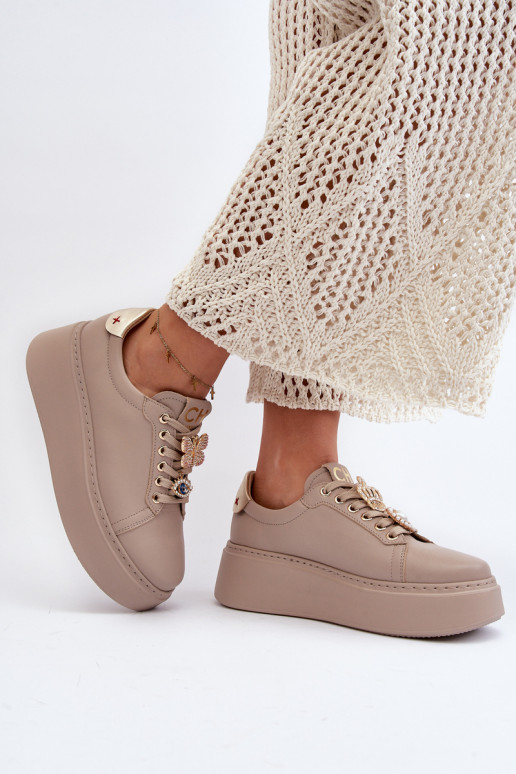 Women's Leather Sneakers With... Women's Leather Sneakers With...