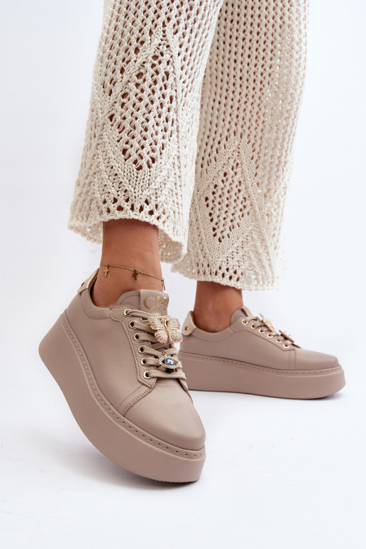 Women's Leather Sneakers With... Women's Leather Sneakers With...