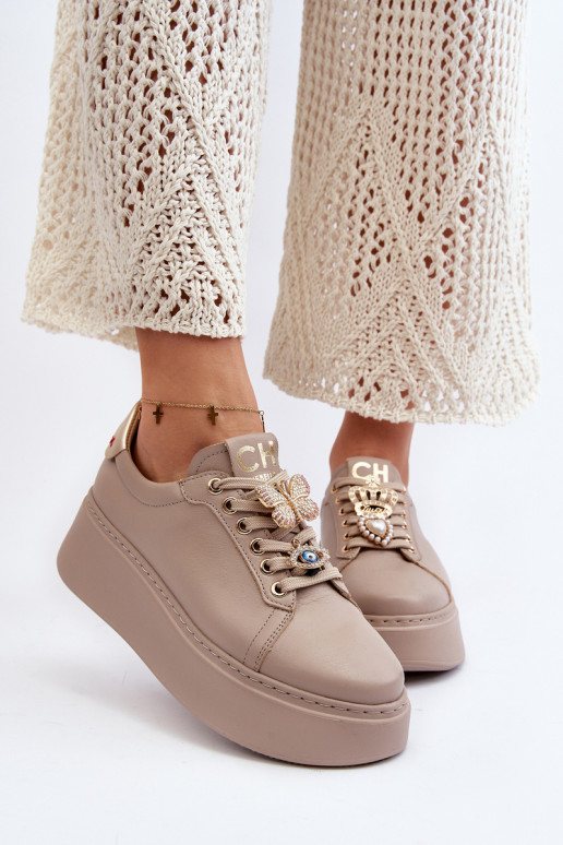 Women's Leather Sneakers With... Women's Leather Sneakers With...