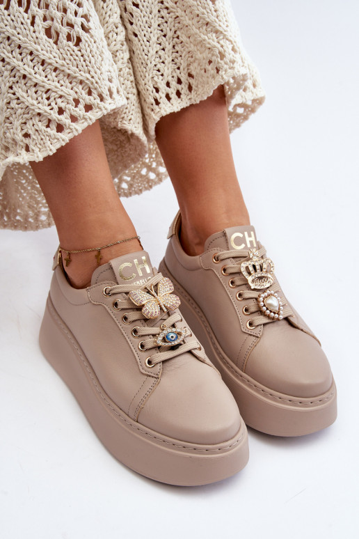 Women's Leather Sneakers With... Women's Leather Sneakers With...