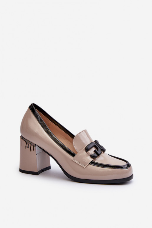 Women's Patent Leather Pumps in Beige Women's Patent Leather Pumps in Beige