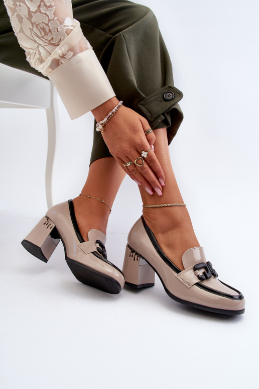 Women's Patent Leather Pumps in Beige Women's Patent Leather Pumps in Beige