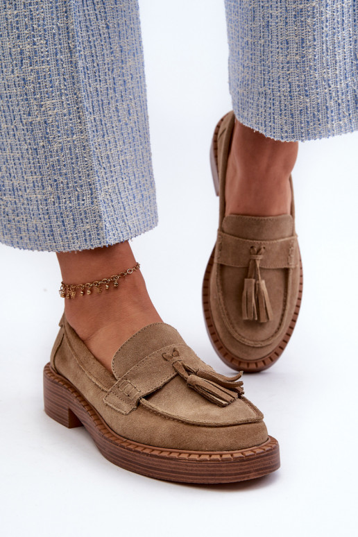 Women's Suede Loafers with Fringes... Women's Suede Loafers with Fringes...