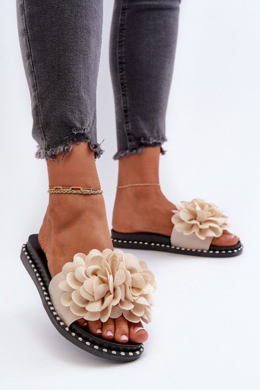 Women's Beige Flower Embellished...