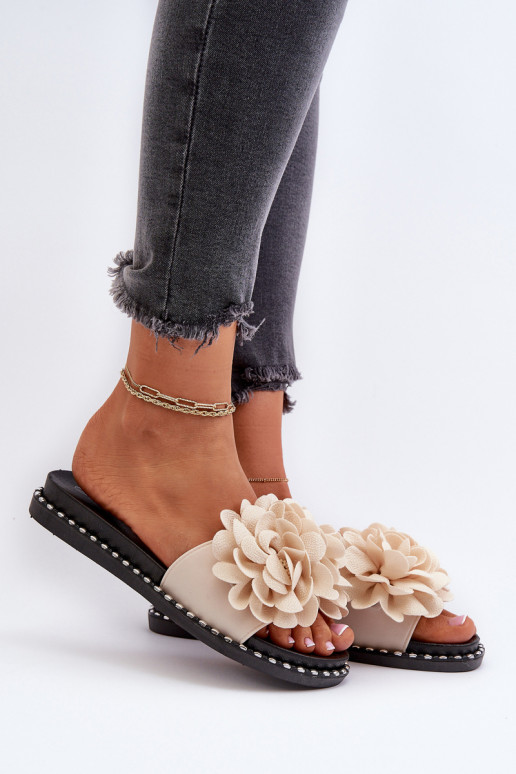 Women's Beige Flower Embellished...