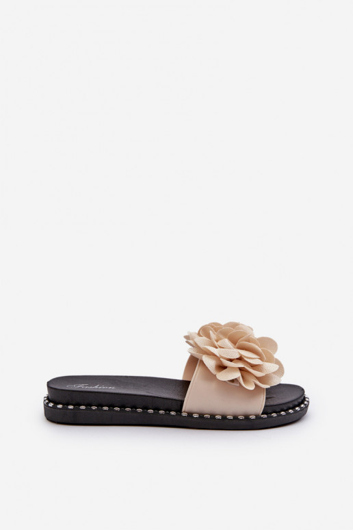 Women's Beige Flower Embellished...