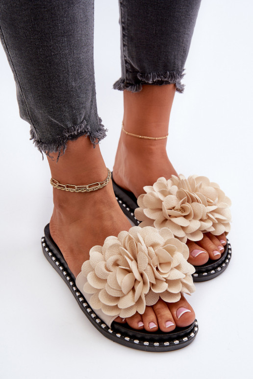 Women's Beige Flower Embellished...