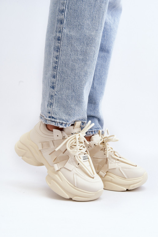copy of Sneakersy Damskie Na Masywnej Podeszwie Beżowe Windamella