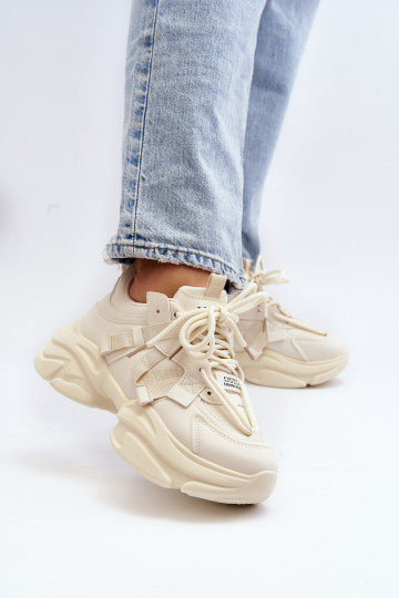 copy of Sneakersy Damskie Na Masywnej Podeszwie Beżowe Windamella 2