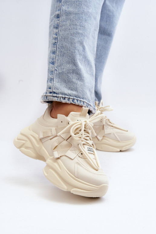 copy of Sneakersy Damskie Na Masywnej Podeszwie Beżowe Windamella