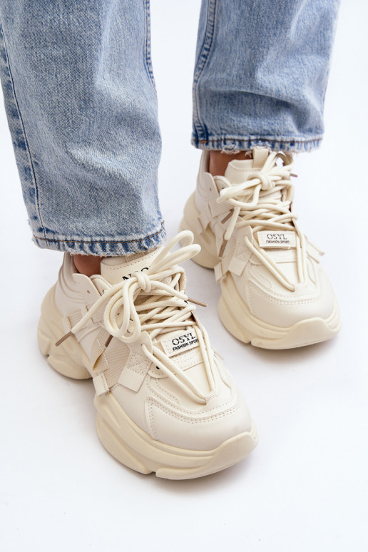 copy of Sneakersy Damskie Na Masywnej Podeszwie Beżowe Windamella