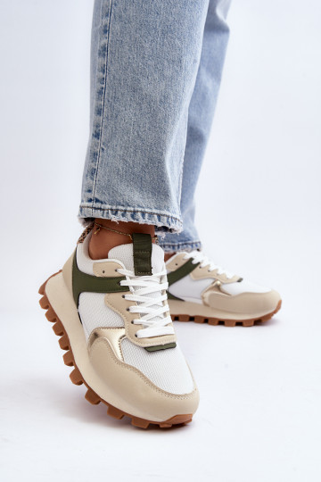 copy of Sneakersy Buty Sportowe Damskie Beżowo-Zielone Ralita