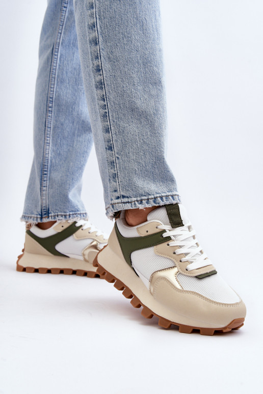 copy of Sneakersy Buty Sportowe Damskie Beżowo-Zielone Ralita