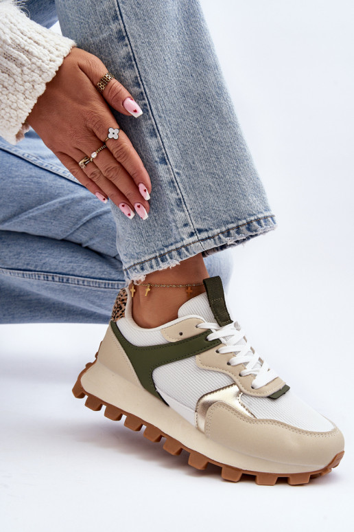 copy of Sneakersy Buty Sportowe Damskie Beżowo-Zielone Ralita