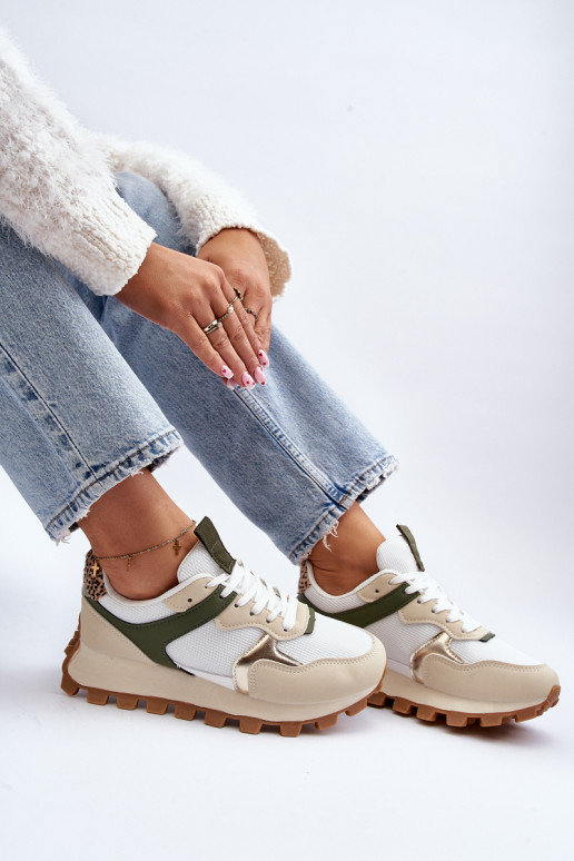 copy of Sneakersy Buty Sportowe Damskie Beżowo-Zielone Ralita