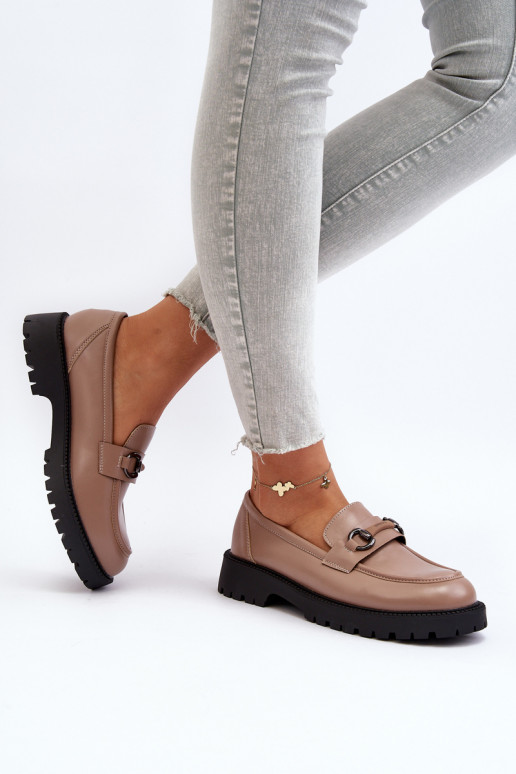 Women's Beige Faux Leather Moccasins...