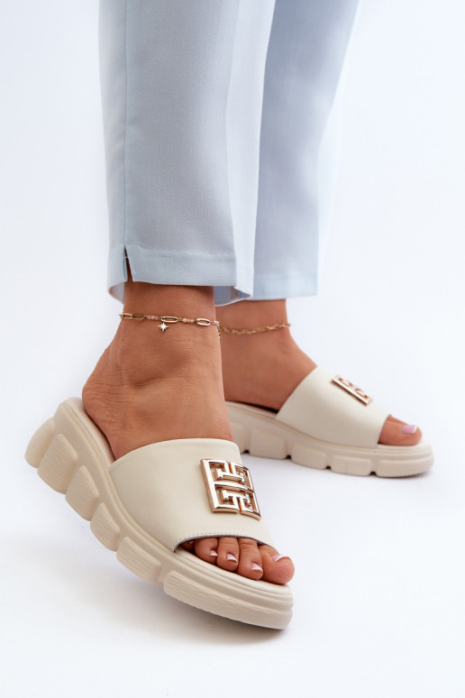 Women's Leather Slip-Ons with Gold... Women's Leather Slip-Ons with Gold...