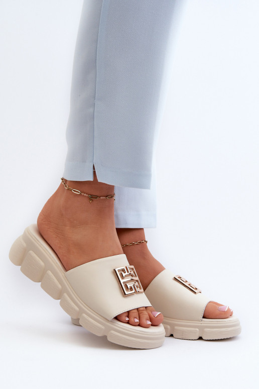 Women's Leather Slip-Ons with Gold... Women's Leather Slip-Ons with Gold...