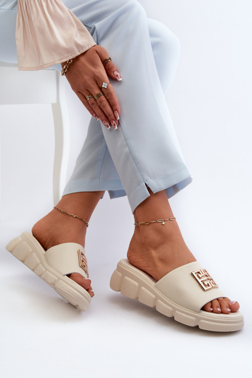 Women's Leather Slip-Ons with Gold... Women's Leather Slip-Ons with Gold...