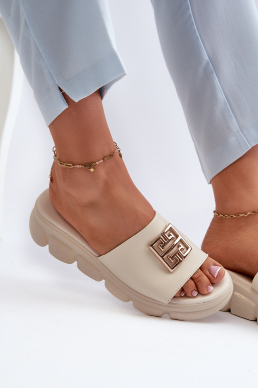 Women's Leather Slip-Ons with Gold... Women's Leather Slip-Ons with Gold...