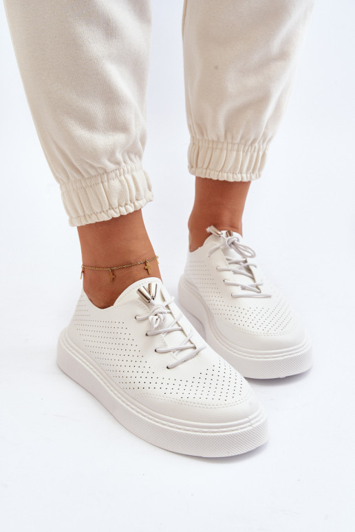 White Women's Cutout Sneakers Unassemia White Women's Cutout Sneakers Unassemia