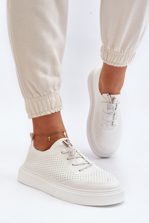 White Women's Cutout Sneakers Unassemia White Women's Cutout Sneakers Unassemia