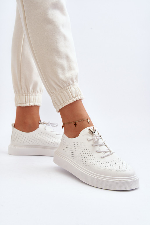 White Women's Cutout Sneakers Unassemia White Women's Cutout Sneakers Unassemia