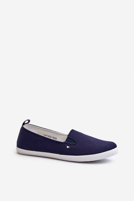 Women's Navy Slip-On Canvas Sneakers...
