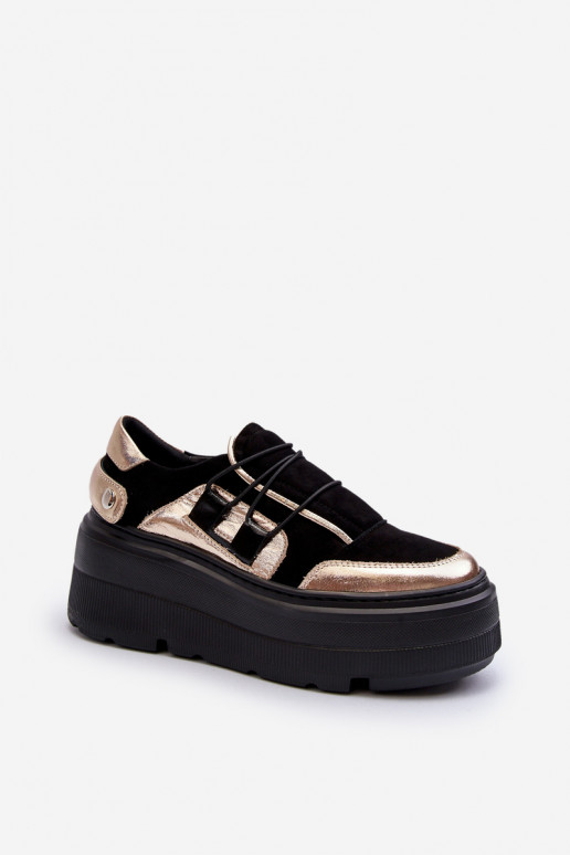 copy of Zazoo 1833 Sneakersy Damskie Skórzane Na Masywnej Podeszwie Czarne