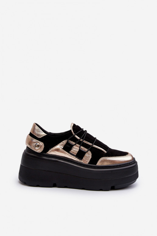 copy of Zazoo 1833 Sneakersy Damskie Skórzane Na Masywnej Podeszwie Czarne