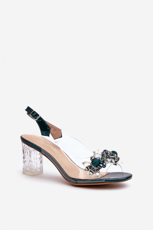 Transparent sandals on a heel with... Transparent sandals on a heel with...