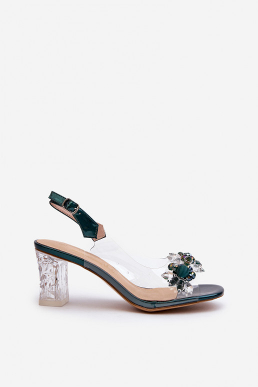 Transparent sandals on a heel with... Transparent sandals on a heel with...