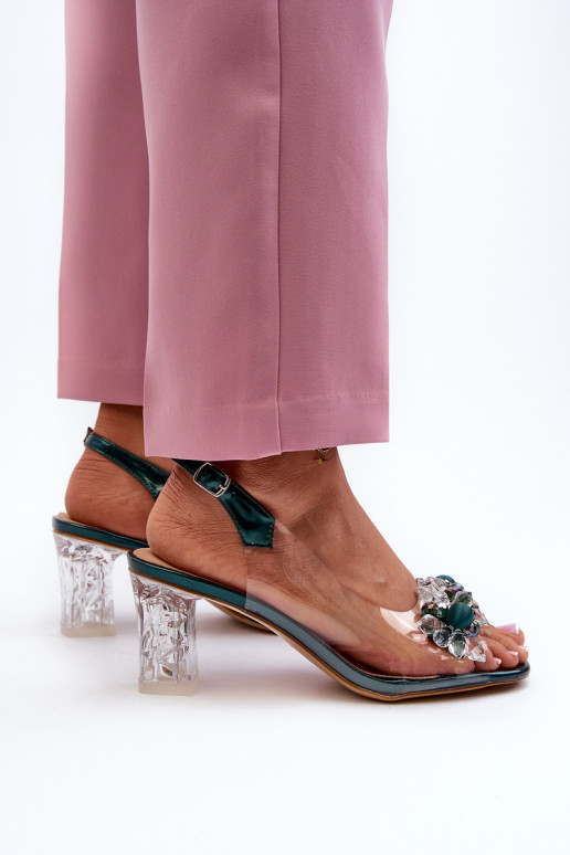 Transparent sandals on a heel with... Transparent sandals on a heel with...
