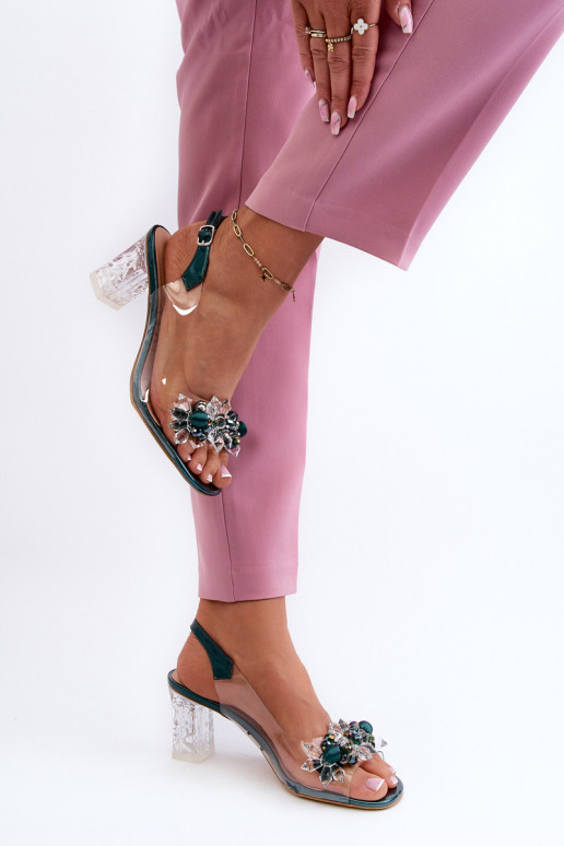 Transparent sandals on a heel with... Transparent sandals on a heel with...