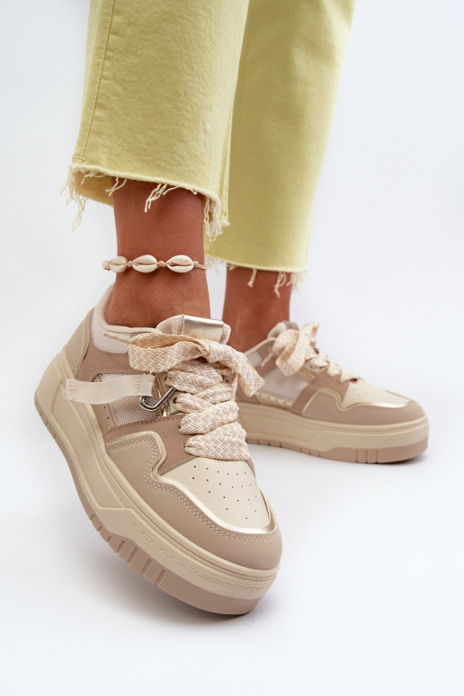 copy of Sneakersy Damskie Na Platformie Z Eko Skóry Beżowe Moun